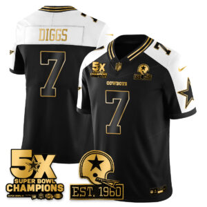 Trevon Diggs #7 Dallas Cowboys Time Champions Patch Vapor Limited Gold Jersey - All Stitched