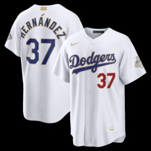 Los Angeles Dodgers Teoscar Hernández #37 White 2026 Gold Collection Stadium Jersey
