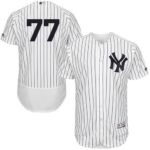 New York Yankees #77 Clint Frazier White Strip Flexbase Collection Stitched Jersey