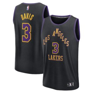 Unisex Los Angeles Lakers Anthony Davis  Black 2023/24 Fast Break Jersey - City Edition