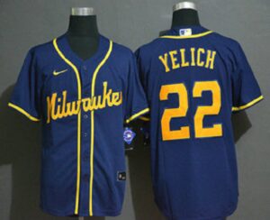 Men's Milwaukee Brewers #22 Christian Yelich Light Blue Stitched Cool Base  Jersey