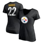 Women's Najee Harris Black Pittsburgh Steelers Player Icon Name & Number V-Neck T-Shirt
