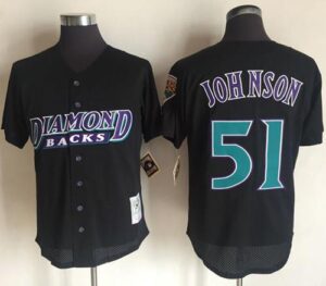 Mitchell And Ness 1999 Arizona Diamondbacks #51 Randy Johnson Black Throwback Stitched Jersey