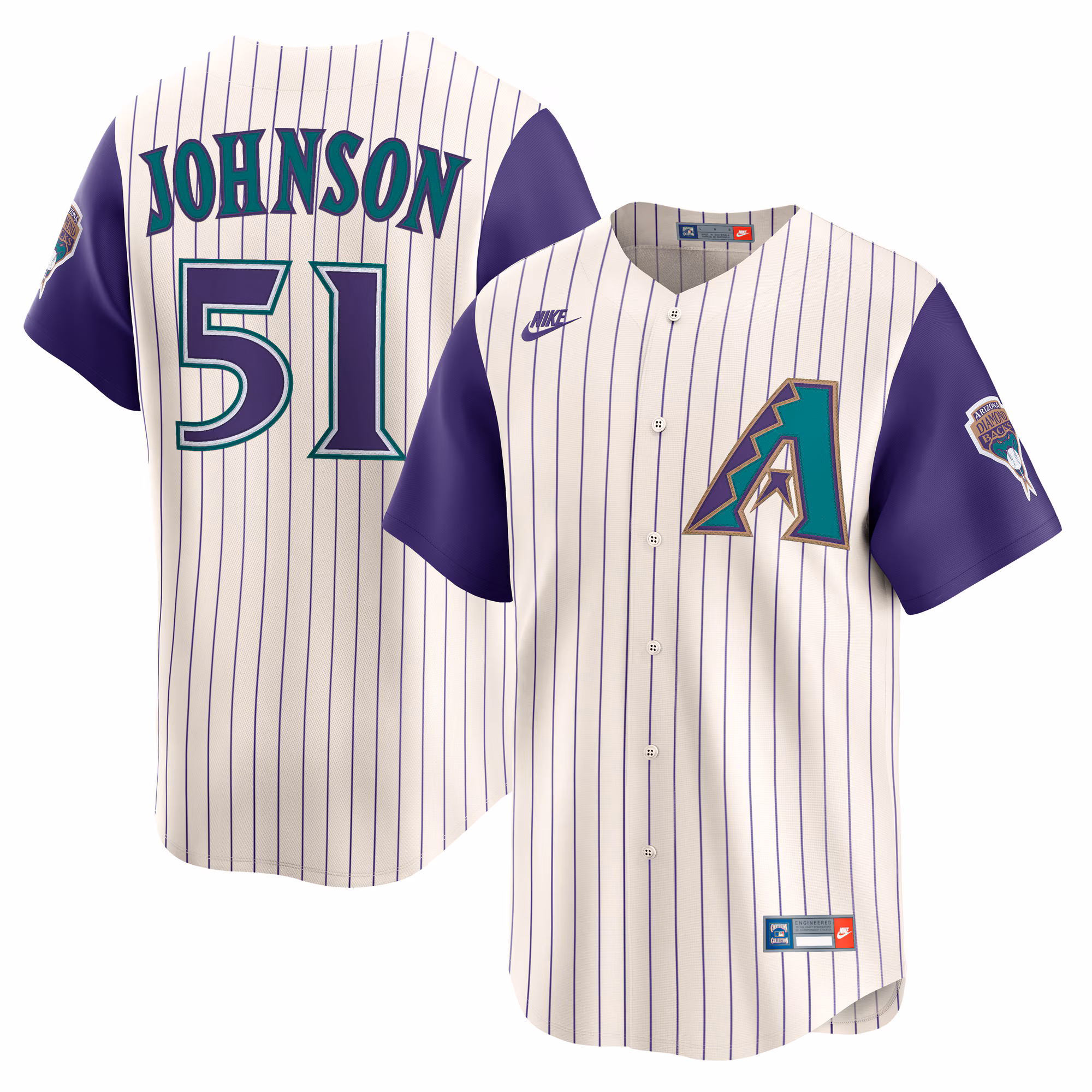Arizona Diamondbacks Randy Johnson #51 Cream Throwback Cooperstown Collection Limited Jersey