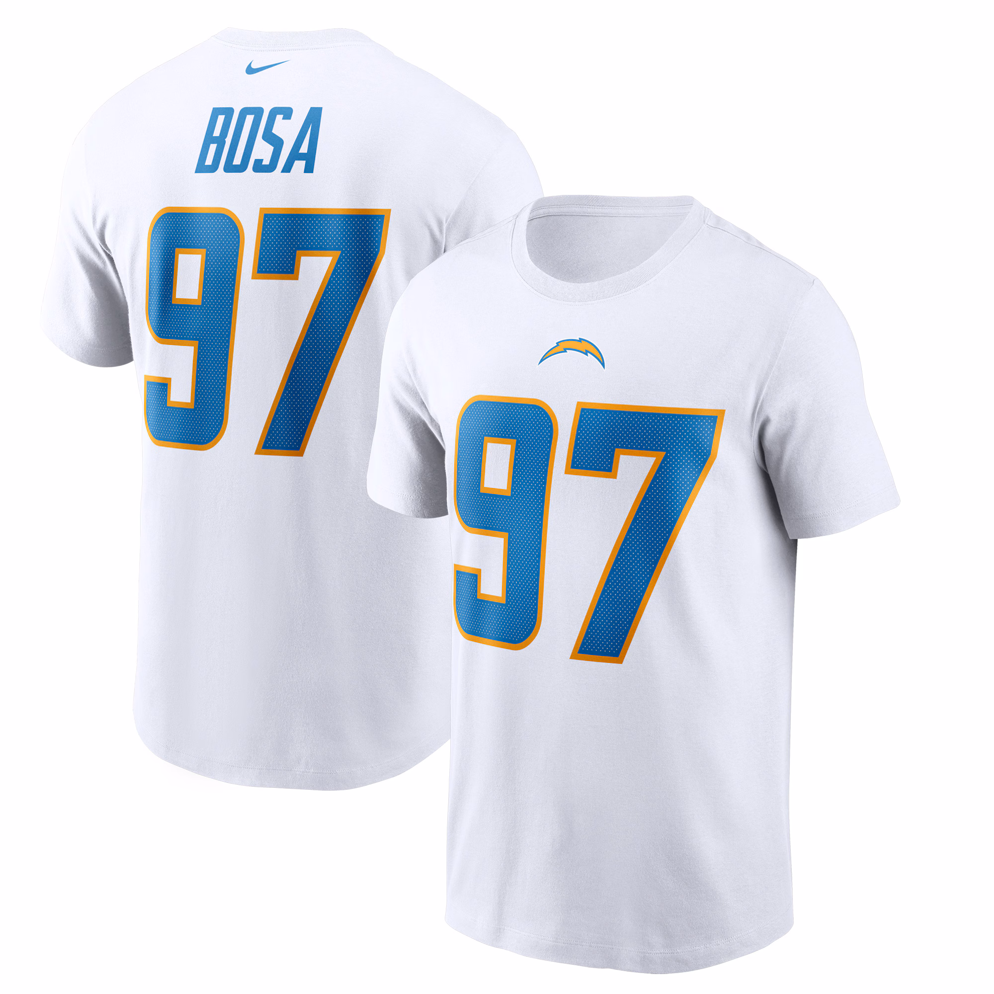 Men's Joey Bosa White Los Angeles Chargers Player Name & Number T-Shirt