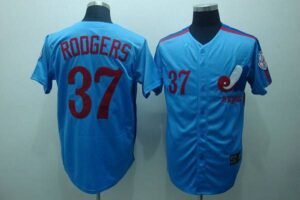 Mitchell And Ness Montreal Expos #37 Steve Rogers Blue Stitched Throwback Jersey