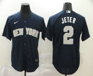 Men's New York Yankees #2 Derek Jeter Navy Blue Stitched Cool Base  Jersey