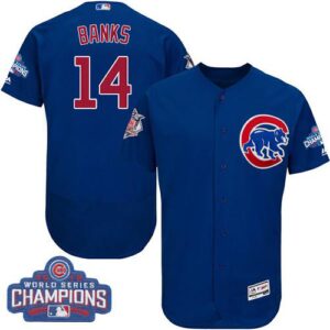 Chicago Cubs #14 Ernie Banks Blue Flexbase Collection 2016 World Series Champions Stitched Jersey