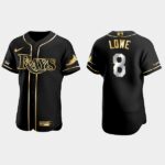Men's Tampa Bay Rays #8 Brandon Lowe Black Gold Edition Flex Base Jersey