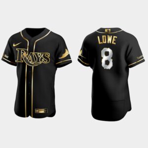 Men's Tampa Bay Rays #8 Brandon Lowe Black Gold Edition Flex Base Jersey