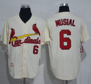 Mitchell And Ness 1963 St. Louis Cardinals #6 Stan Musial Cream Throwback Stitched Jersey
