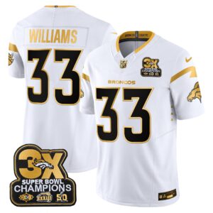 Javonte Williams Denver Broncos-Time Champions Patch Gold Vapor Limited Jersey - All Stitched