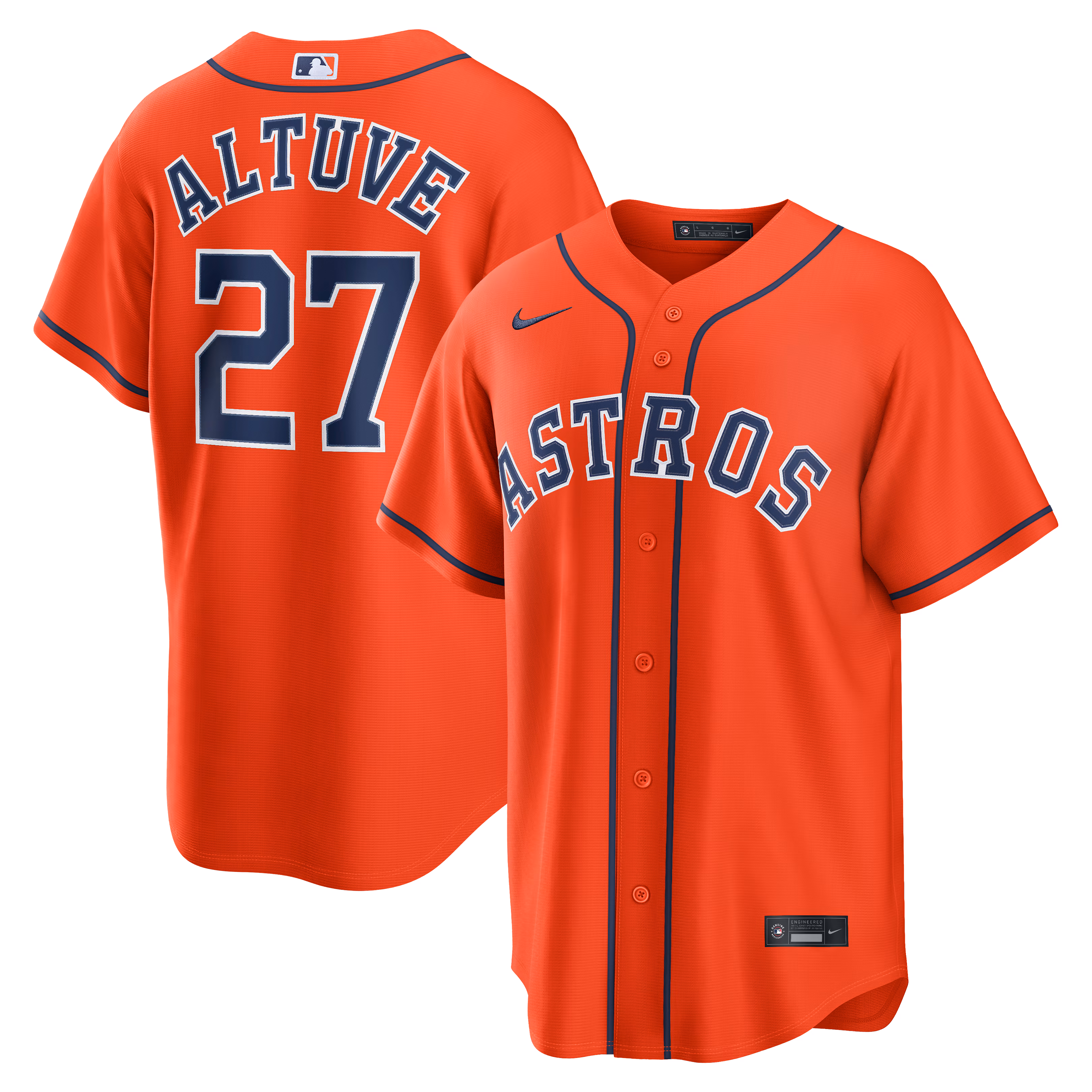 Houston Astros Jose Altuve #27 Orange Alternate Replica Jersey