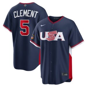 Ernie Clement #5 USA Baseball 2026 World Baseball Classic Road Stadium Jersey - Navy