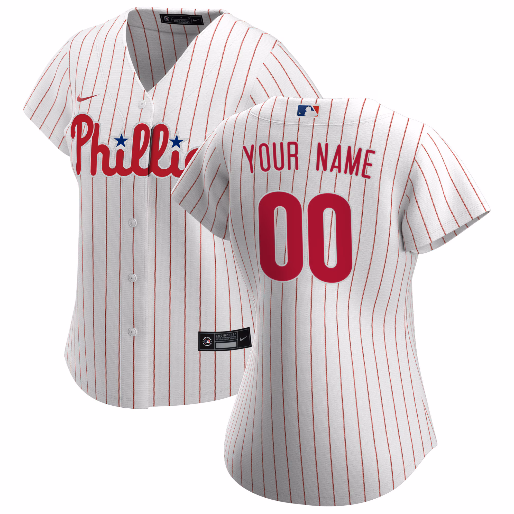 Women's Philadelphia Phillies White Home Replica Custom Jersey