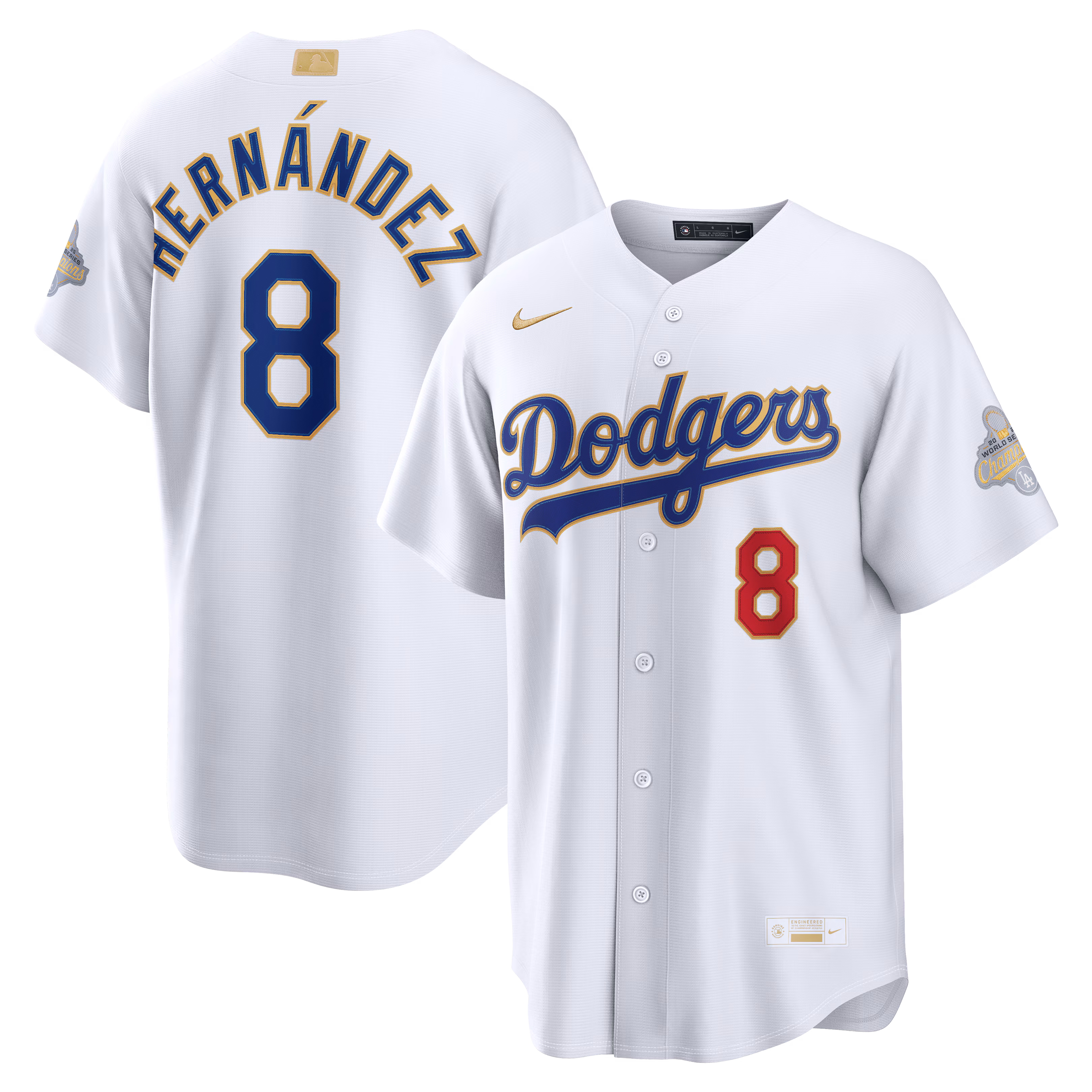 Los Angeles Dodgers Enrique Hernández #8 White 2026 Gold Collection Stadium Jersey