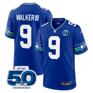 Seattle Seahawks Kenneth Walker III #9 Royal Alternate 50th Season Game Jersey