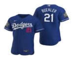 Men's Los Angeles Dodgers #21 Walker Buehler Royal 2020 World Series Flex Base  Jersey