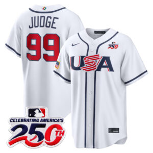 Aaron Judge #99 USA Baseball 250th Patch 2026 World Baseball Classic Home Stadium Jersey - White