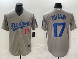 Men's Los Angeles Dodgers #17  Grey Shohei Ohtani Jersey