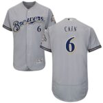 Milwaukee Brewers #6 Lorenzo Cain Grey Flexbase Collection Stitched Jersey