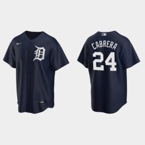 Men's Detroit Tigers #24 Miguel Cabrera Alternate Navy Jersey