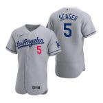 Men's Los Angeles Dodgers #5 Corey Seager  Gray 2020 Road Flex Base Jersey