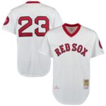 Mitchell And Ness 1975 Boston Red Sox #23 Luis Tiant White Throwback Stitched Jersey