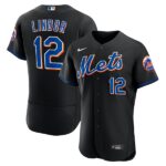 Men's New York Mets #12 Francisco Lindor  Black 2022 Alternate Player Jersey