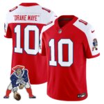 Drake Maye #10 New England Patriots Throwback Vapor Limited Jersey - All Stitched