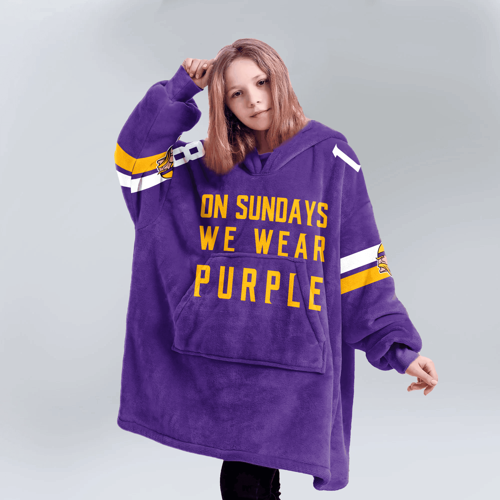 Kid 18 Minnesota Football Unisex Blanket Hoodie - Image 2