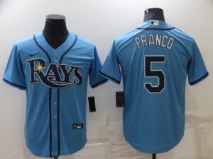 Men's  Tampa Bay Rays #5 Wander Franco Light Blue Cool Base Stitched Jersey
