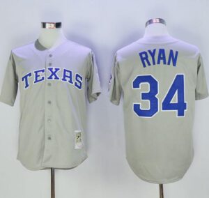 Mitchell And Ness Texas Rangers #34 Nolan Ryan Stitched Grey Throwback Jersey