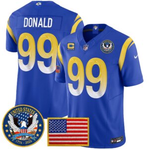 Aaron Donald #99 Los Angeles Rams 2025 United States 250th Anniversary Patch Vapor Limited Jersey - All Stitched