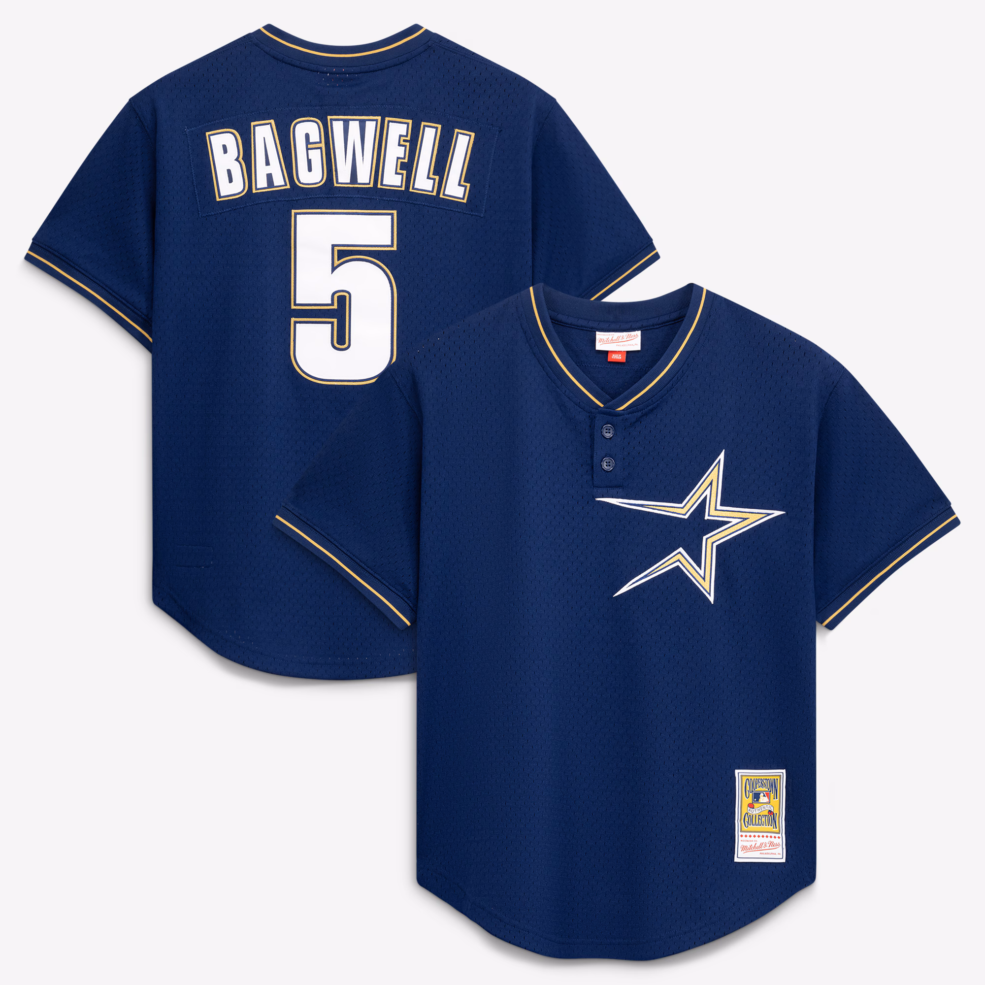 Houston Astros Jeff Bagwell #5 Mitchell & Ness Navy Authentic Batting Practice Jersey