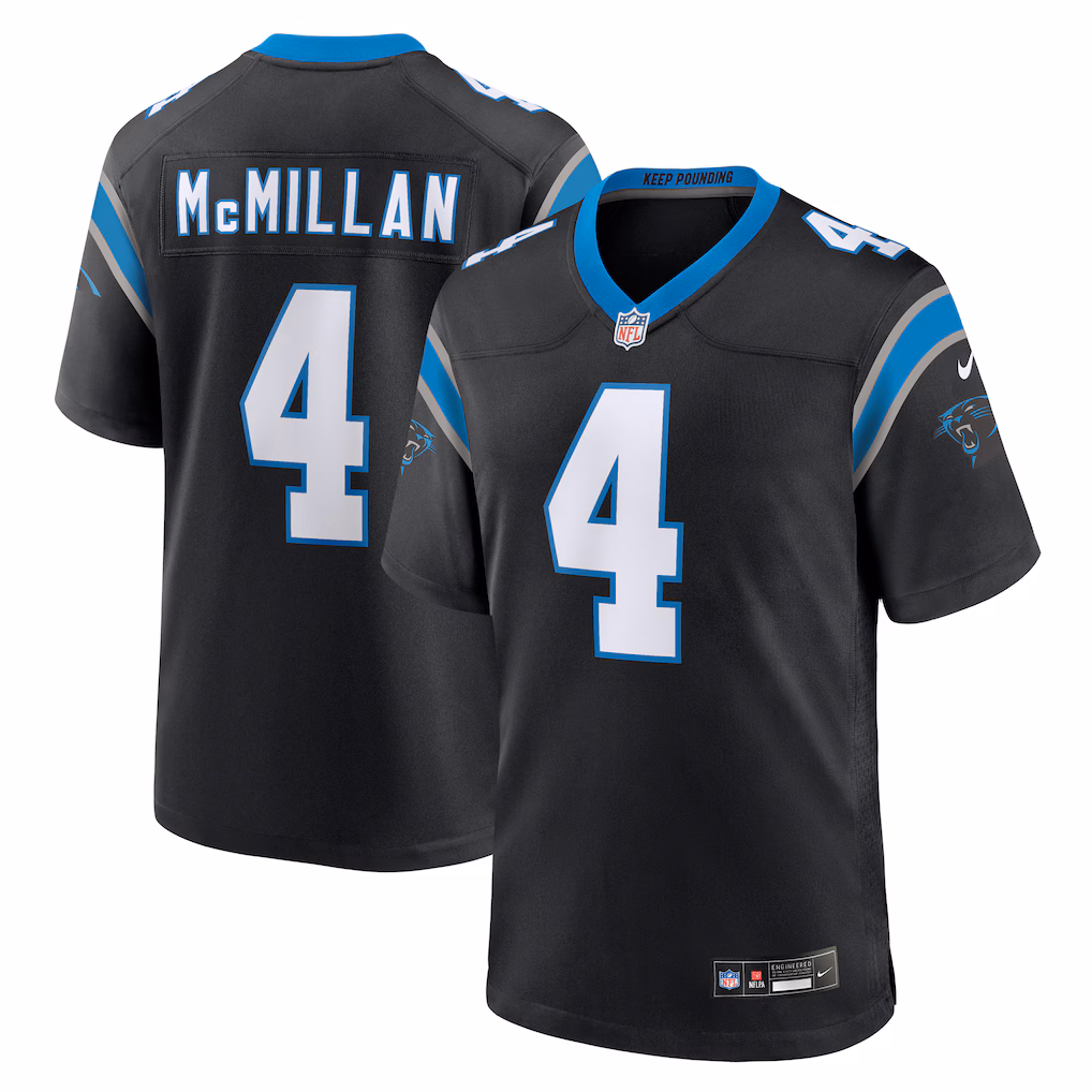 Tetairoa McMillan #4 Carolina Panthers 2025 Draft First Round Pick Game Jersey - Black