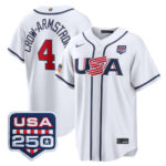 Pete Crow-Armstrong #4 USA Baseball 250th Patch 2026 World Baseball Classic Home Stadium Jersey - White