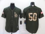 Men's Los Angeles Dodgers #50 Mookie Betts Green Salute To Service Stitched Cool Base  Jersey