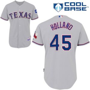 Texas Rangers #45 Derek Holland Stitched Grey Cool Base Jersey