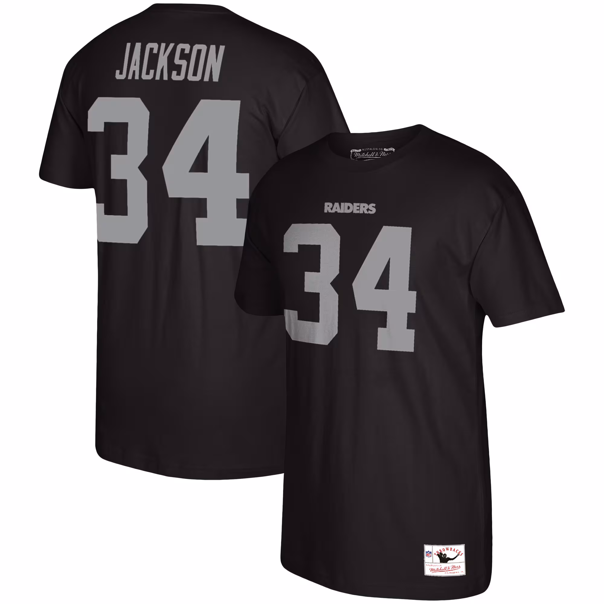 Men's Bo Jackson Black Los Angeles Raiders Retired Player Name & Number T-Shirt