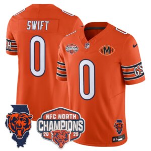 D'Andre Swift #0 Chicago Bears CHI 2025 NFC North Champions Patch Jersey V2 - All Stitched