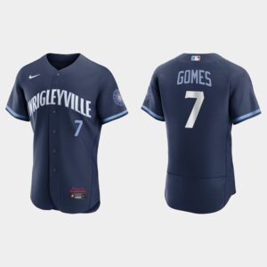 Men's Chicago Cubs #7 Yan Gomes Navy 2021 City Connect Jersey