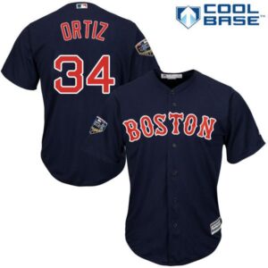 Boston Red Sox #34 David Ortiz Navy Blue New Cool Base 2018 World Series Stitched Jersey