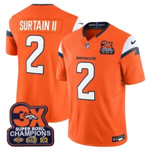 Patrick Surtain ll Denver Broncos-Time Champions Patch Vapor Limited Jersey - All Stitched