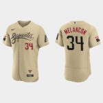 Men's Arizona Diamondbacks #34 Mark Melancon 2021 City Connect Gold Flex Base Jersey