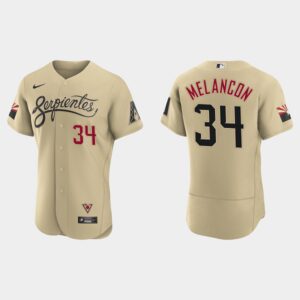 Men's Arizona Diamondbacks #34 Mark Melancon 2021 City Connect Gold Flex Base Jersey
