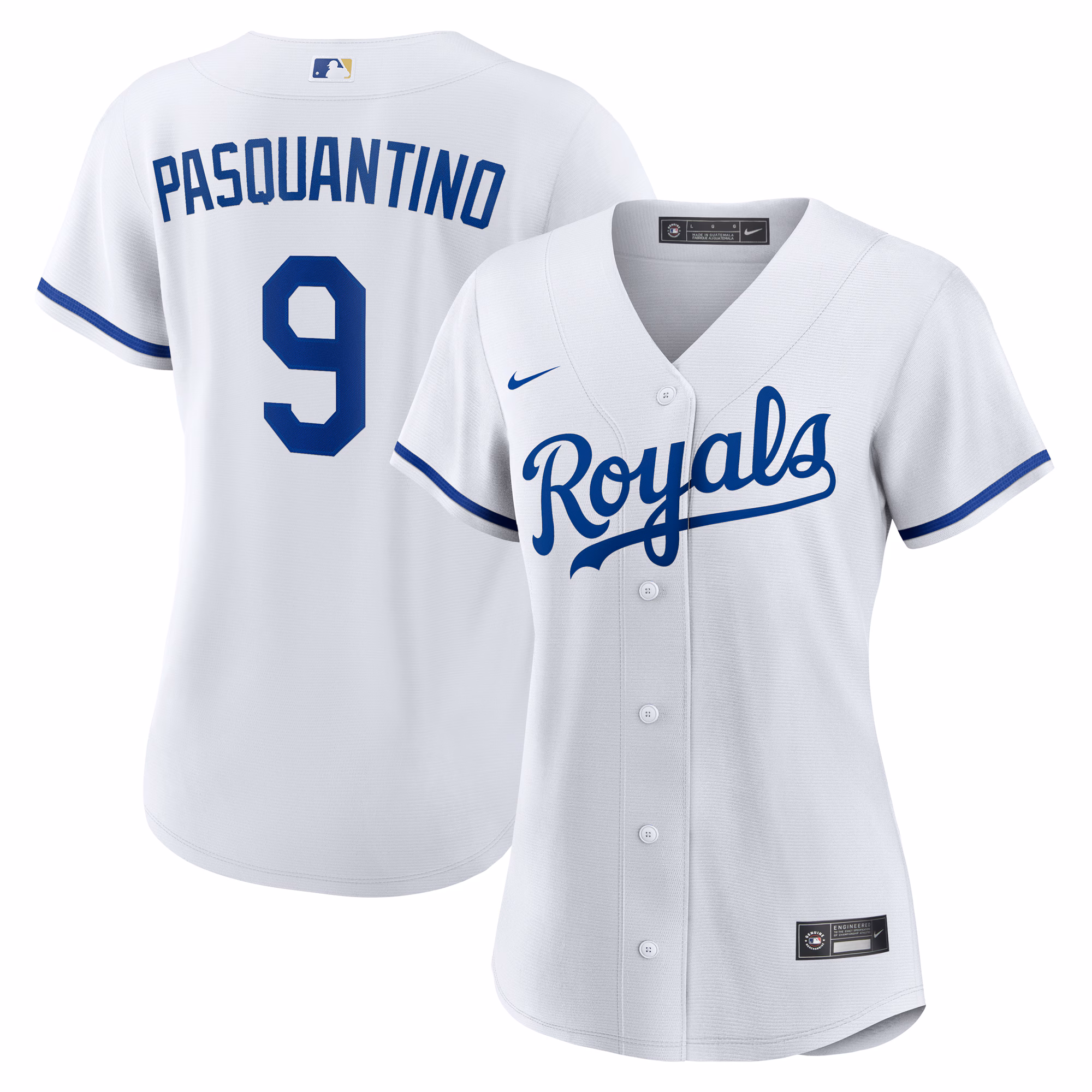 Women's Kansas City Royals Vinnie Pasquantino #9 White Home Replica Jersey