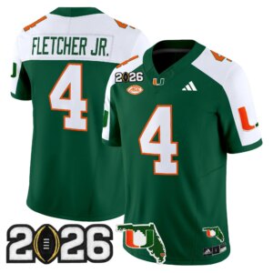 Mark Fletcher Jr. #4 Miami Hurricanes MIA 2026 CFP Final & Florida Patch Vapor Limited Jersey - All Stitched