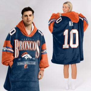 Adult 10 Denver Football Unisex Blanket Hoodie