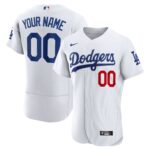 Los Angeles Dodgers  Home Authentic Custom Patch Jersey - White